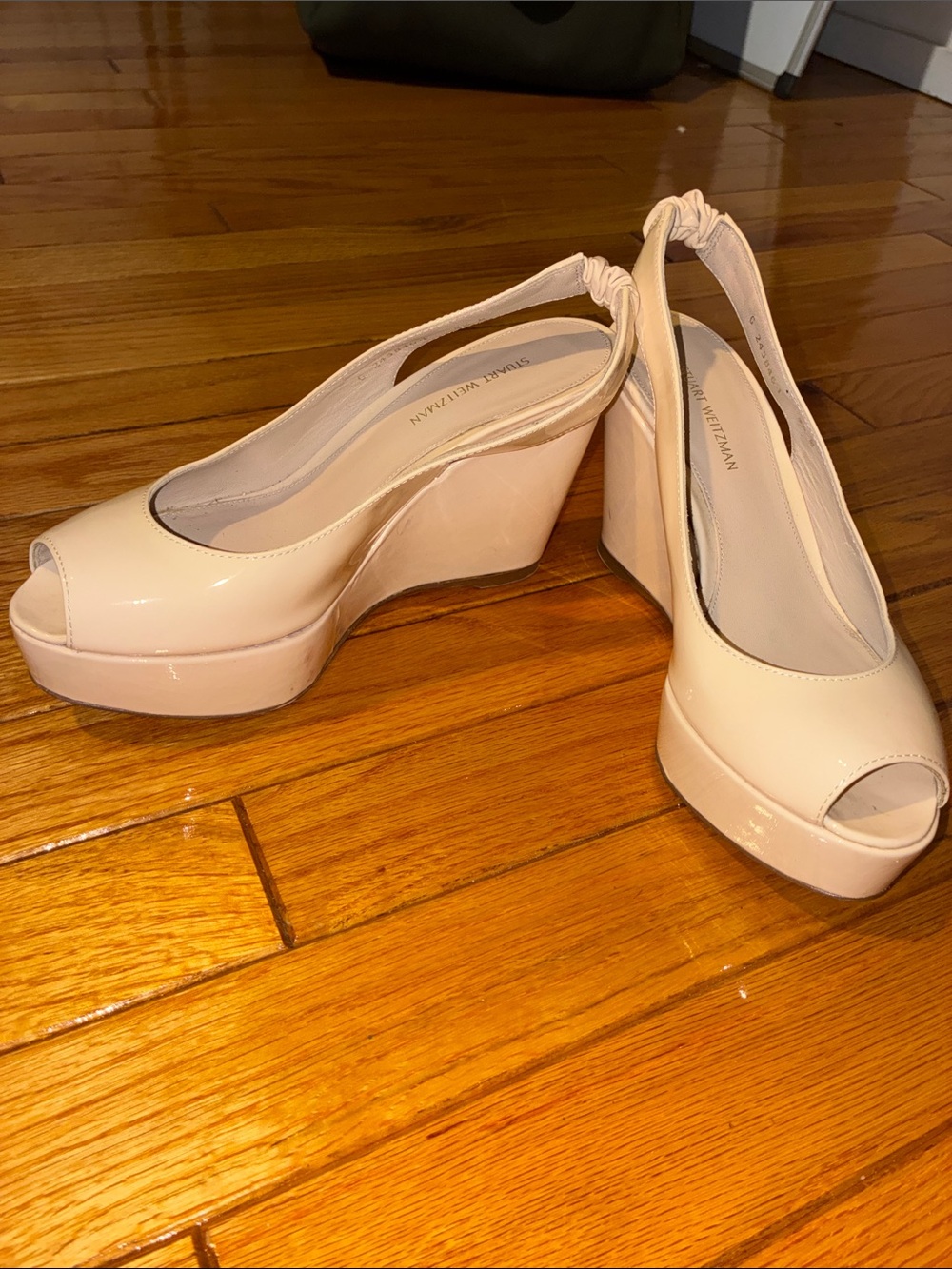 Stuart Whitman light pink Slingback Peep-Toe Platforms Sandals